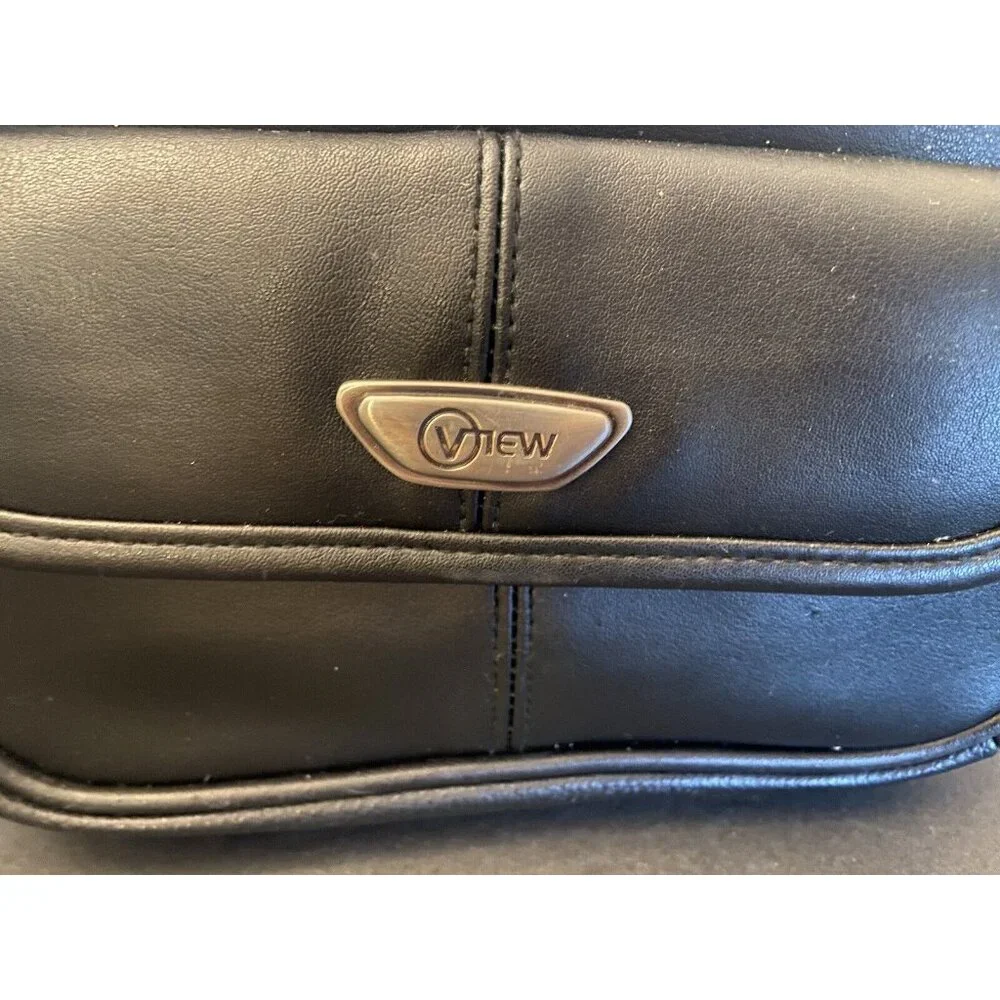 View padded faux leather camera bag with handle